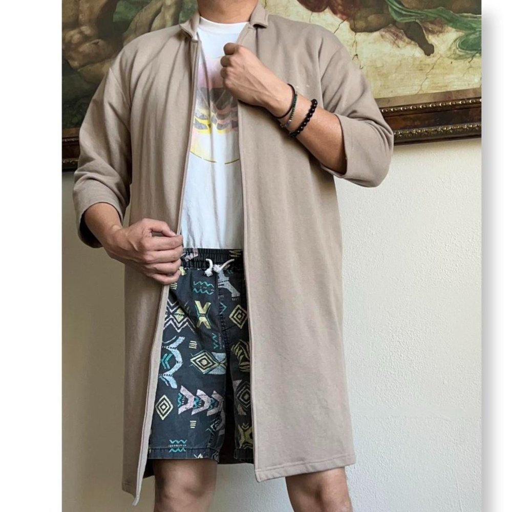 FOREVER 21 MEN FLEECE DUSTER MIDI JACKET